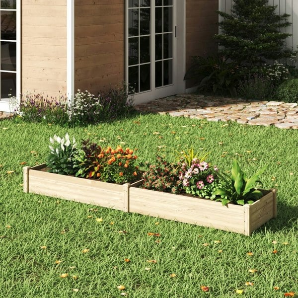 Solid Wood Raised Garden Bed with 2 Compartments Living and Home 