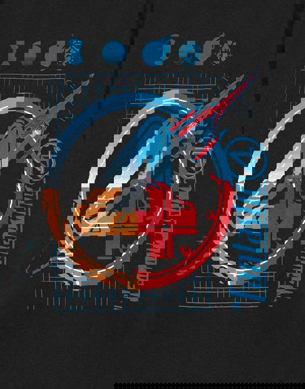 Marvel Grid Mens Black Fantastic Four Short Sleeved T-Shirt