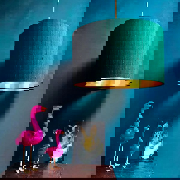 Forest Green Silk and gold lined lampshade