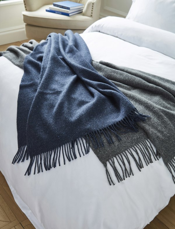 Liddell Mohair Maritime Crolly Navy Blanket Large