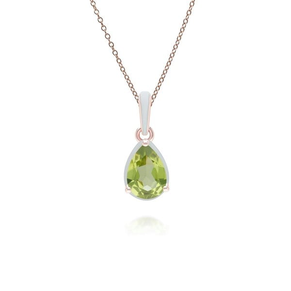Gemondo Siberian Waltz Green Enamel & Pear Peridot Pendant Necklace In Rose Gold Vermeil