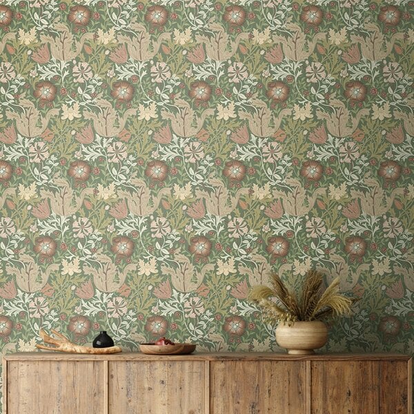 Hoopla Walls Honeysuckle & Tulip - Sage & Mocha 10m Wallpaper