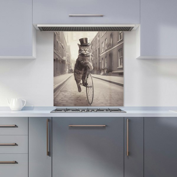 Warren Reed - Designer Victorian Cat Riding A Bike Kitchen Splashback