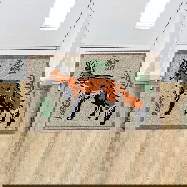 JVL Eco-Friendly Latex Backed Coir Entrance Doormat, 45x75cm - Fox