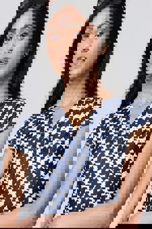 Navy | Polka Dot Faux Wrap Shift Dress