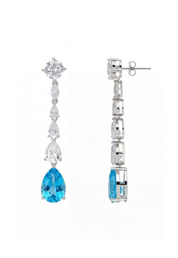 Latelita Bardot Blue Topaz Drop Earrings Silver
