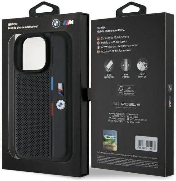 BMW M Perforated Tricolor Detail Line Case for iPhone 16 Pro Max 6.9" Black - BMHCP16X23PUPVK
