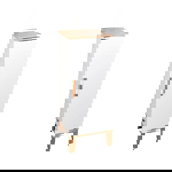 Showerdrape Amalfi Matt White & Bamboo Single Floor Bathroom Cabinet