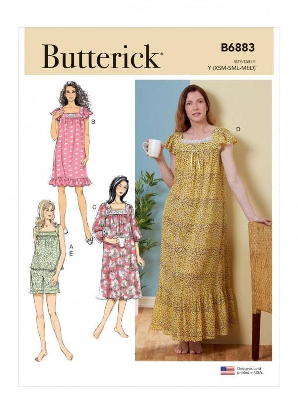 Butterick Sewing Pattern 6883, Tops, Dresses, Shorts for Women, Y (XS-S-M) - Easy