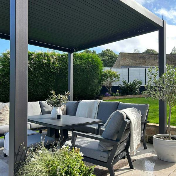 Ocean Designs Tivoli E-LED 3m x 3m Grey Frame Free Standing Pergola