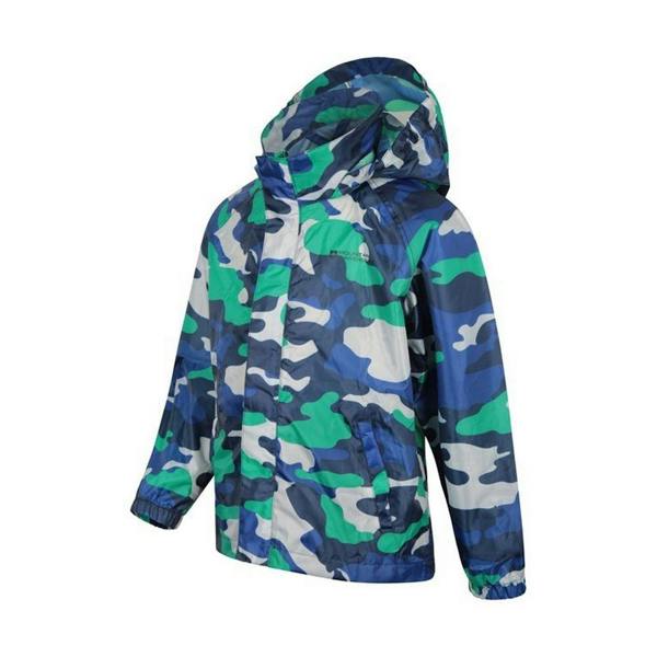 Mountain Warehouse Childrens/Kids Pakka Camo Waterproof Jacket - Blue - 