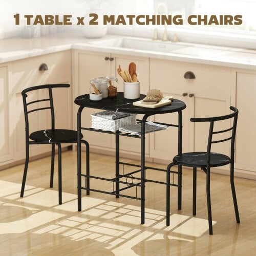 Wyld Haus Tolo Black Compact 3 Piece Dining Table And Chair Set