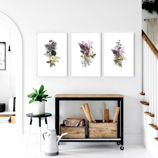 Art for kitchen walls | set of 3 Botanical Art prints