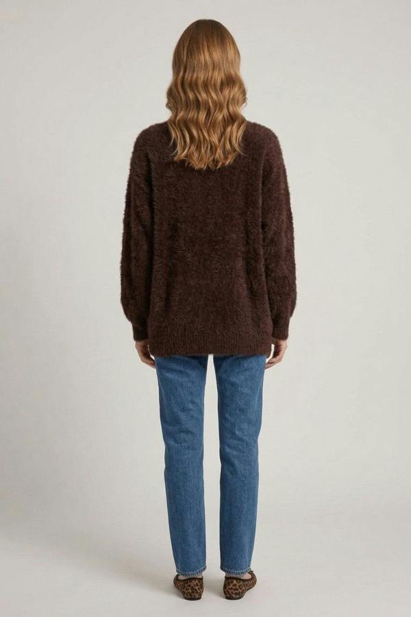Brown | Soft Textured Long Sleeve Jumper
