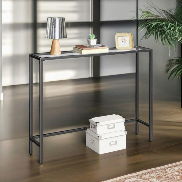 Rafaelo Mobilia Black Metal Hallway Console Table