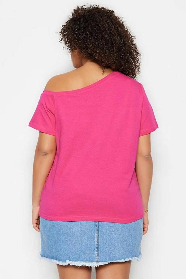 WOVCOR Off-Shoulder Detail 100% Cotton Knitted Blouse