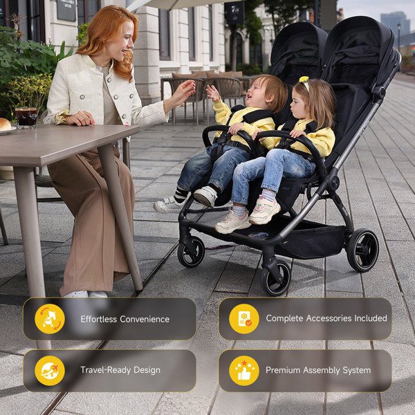JoviKids Ayla Twin Stroller - Urban Black