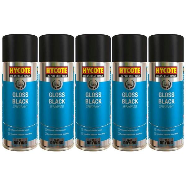 Hycote 5X Hycote Gloss Black Spray Paint 400ml