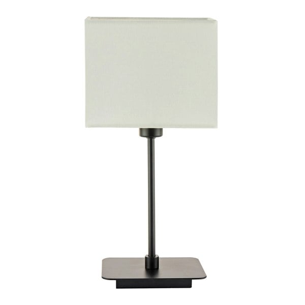 Contemporary Matte Black Bedside Table Lamp with White Cotton Fabric Shade Image 4