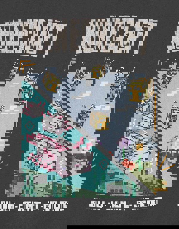 Minecraft Girls Grey Build Create Explore Short Sleeved T-Shirt