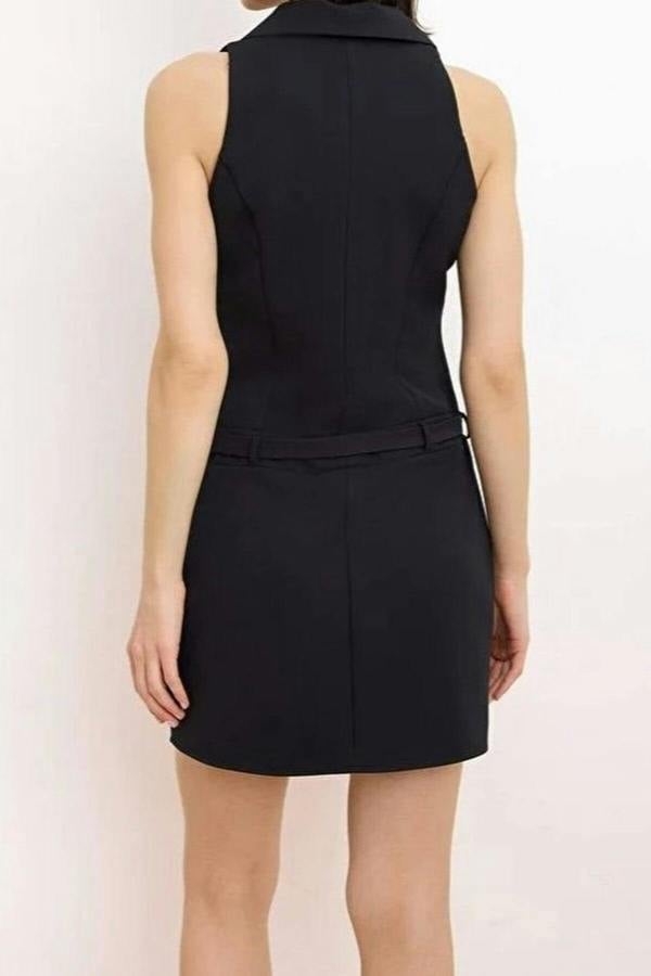 WOVCOR Belted Jacket Collar Mini Woven Dress