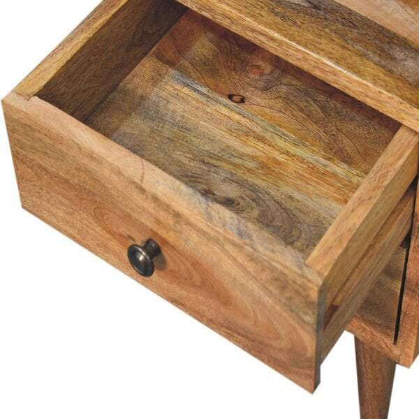 Wyld Haus Parma Mini Oak Mango Wood Classic Open Bedside Table 2 Drawers and Shelf