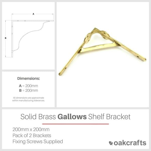 Pair of Solid Brass Gallows Style Shelf Brackets
