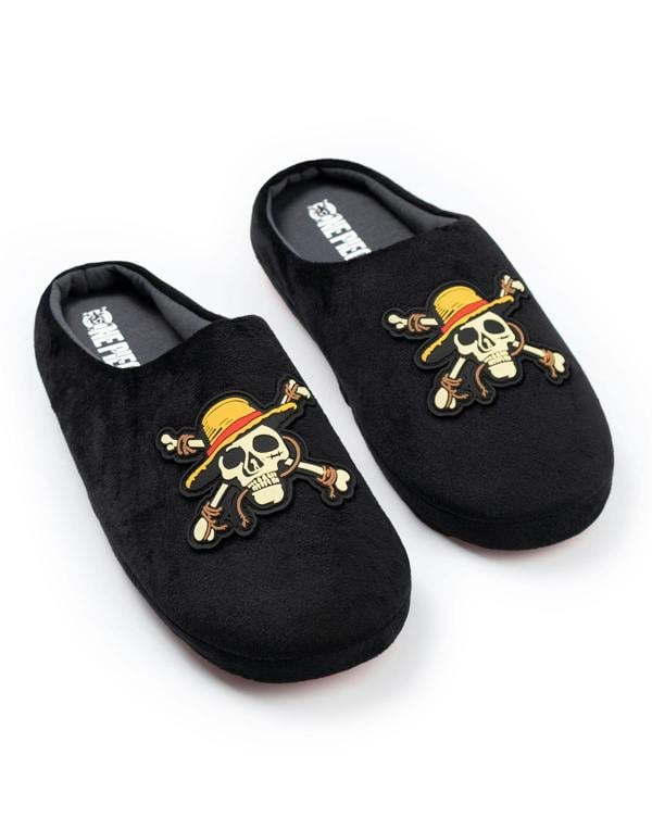 One Piece Mens Black Logo Mule Slippers