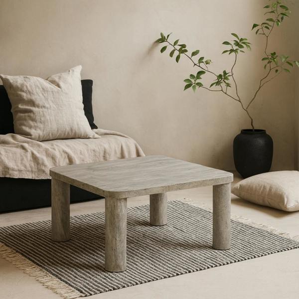 Wyld Haus Frankfurt Square Light Oak Effect Coffee Table Rounded Corners