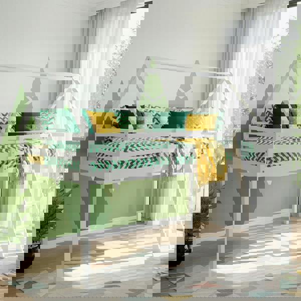 Kudlhome Jinsen Mid Sleeper Single Bed Frame, White