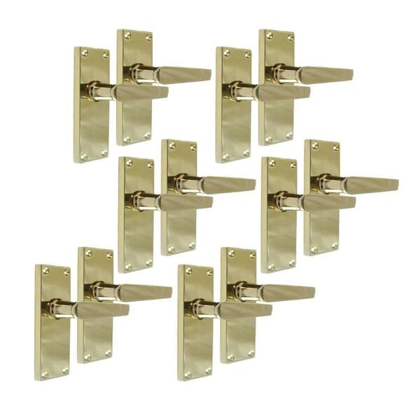 EDH Door Hardware Door Handles Victorian Straight Lever Latch Brass Finish Interior DOOR HANDLE x6