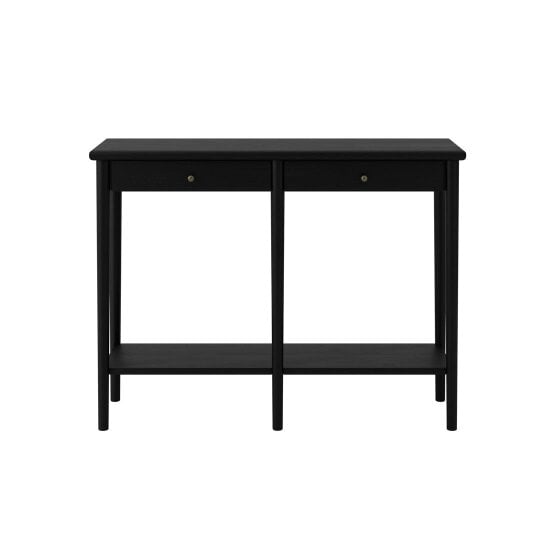 Wyld Haus Newbridge Black Wooden Console Table 2 Drawers Bottom Shelf