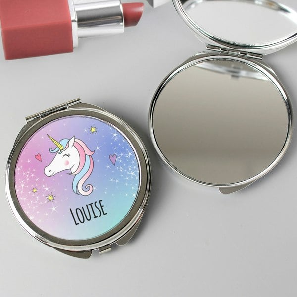 Personalised Memento Company Personalised Unicorn Compact Mirror