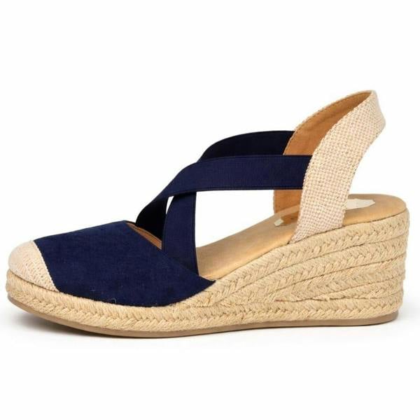 Savannah Ladies Savannah Comfort Cross Strap Espadrille Wedge Sandals F2314