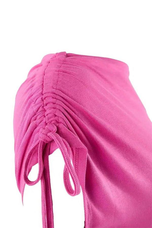 WOVCOR Regular Asymmetrical Collar Gathered Soft Knit Blouse