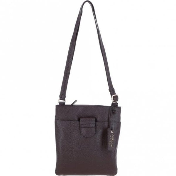 Womens Small Zip Top Leather Cross Body Bag: TAB