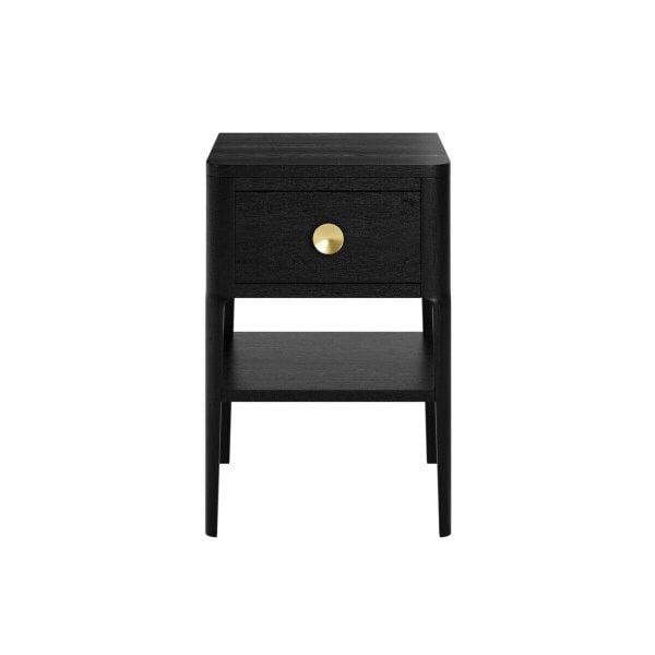 Wyld Haus Paracatu Black Wood Grain One Drawer Bedside Table