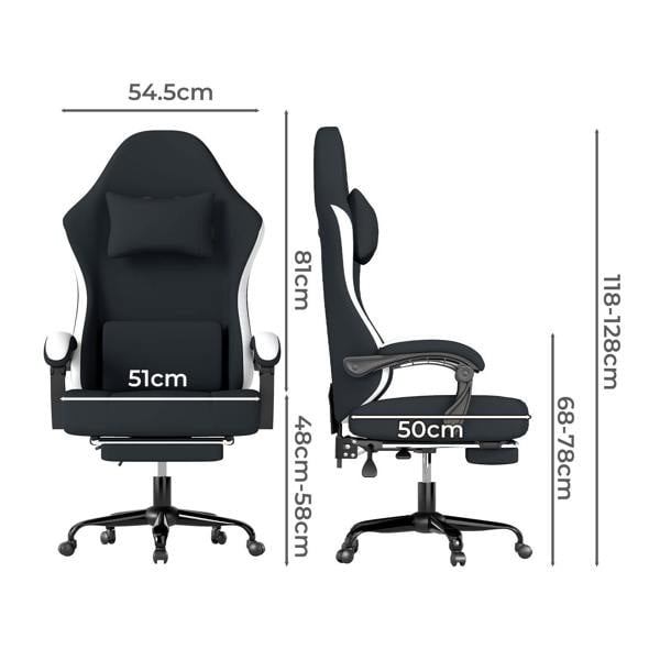 Levede Office Desk Chair Fabric Gaming Recliner Adjustable Height Swivel Black