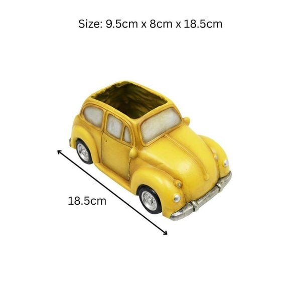 EDH Door Hardware Yellow Resin Car Planter – 9.5cm x 8cm x 18.5cm | Vintage Mini Car Flower Pot for Indoor & Outdoor Décor