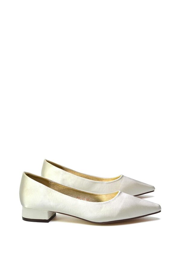 XY LONDON Pointed Toe Wedding Shoes Low Heel Bridal Heels