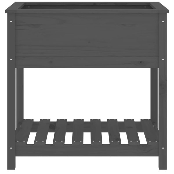 Berkfield Planter with Shelf Grey 82.5x54x81 cm Solid Wood Pine