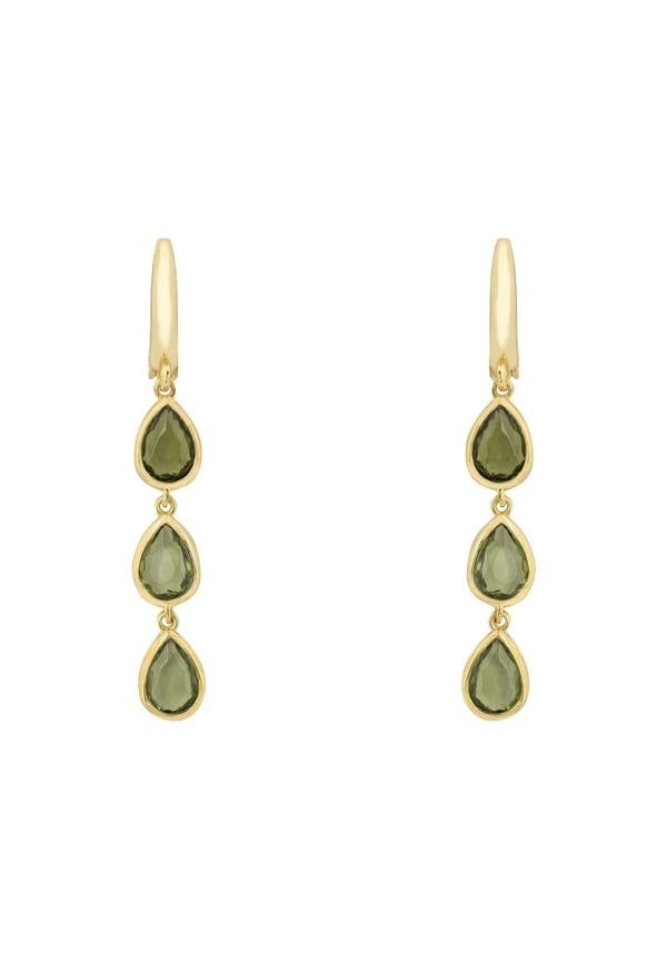 Latelita Sardinia Triple Teardrop Earrings Gold Peridot