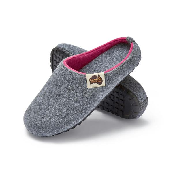 Gumbies Outback Women's Slippers - Grey & Pink