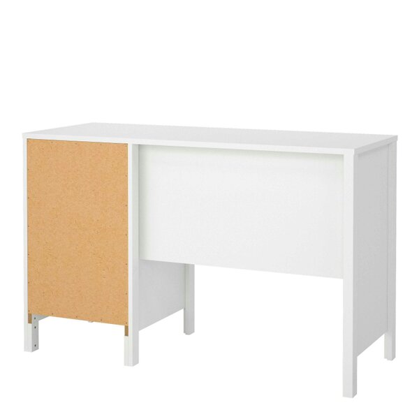 Wyld Haus Wildberry Matt White Wooden Desk 3 Drawers Leather Handles