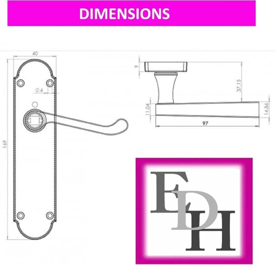 EDH Door Hardware Brass Plated Internal Door Handles - Door Handles Internal Sets, Brass Door Handle Set for Internal Doors
