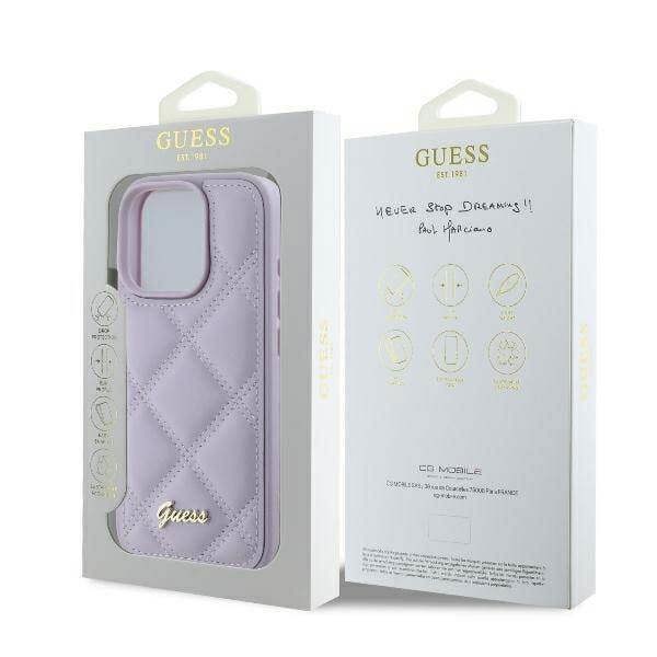 Guess Quilted Metal Logo Case for iPhone 16 Pro Max 6.9" Light Purple - GUHCP16XPSQSQSU