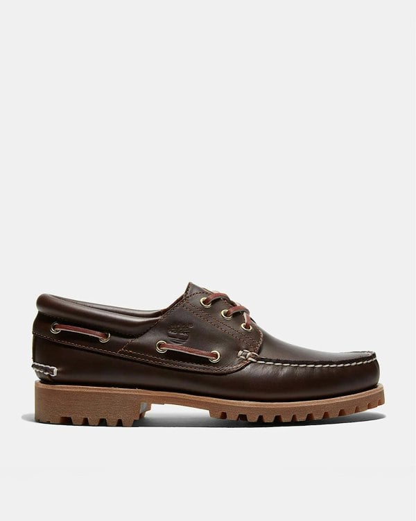 Timberland Mens Authentic Leather Boat Shoes - Brown