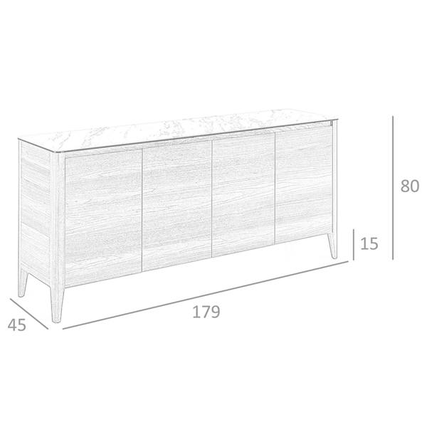 Angel Cerdá Walnut Sideboard With Glass Top Imitating Marble 3080
