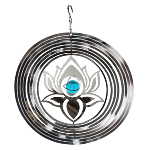 EDH Door Hardware Serenity Stainless Steel Hanging Wind Spinner – 34cm x 25cm | 3D Metal Kinetic Garden Ornament & Outdoor Wind Sculpture