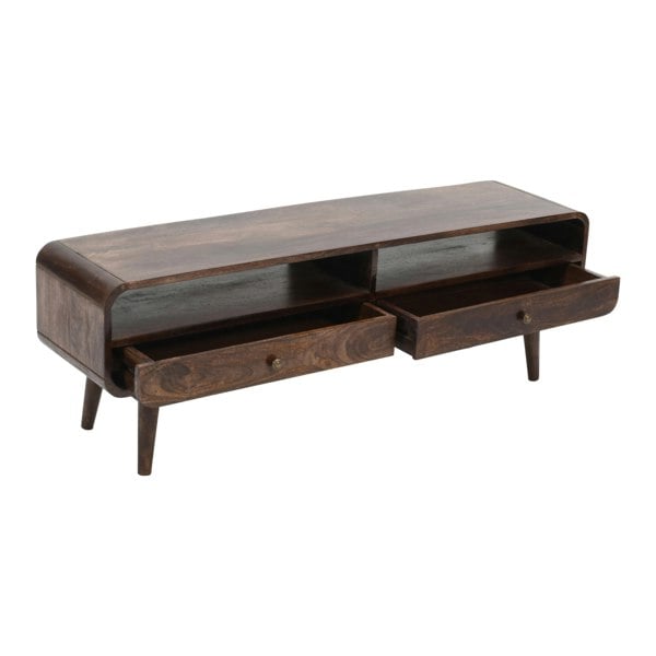 IH Design Winnie Dark Mango Wood Large TV Stand with 2 Drawers